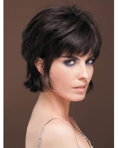 Refined Black Straight Short Human Hair Wigs Refined Black Straight Short Human Hair Wigs