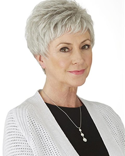 Comfortable Short Straight 4" Grey Wigs