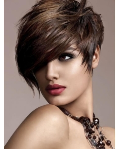 Modern Brown Straight Short Human Hair Wigs Modern Brown Straight Short Human Hair Wigs