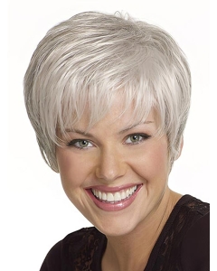 Silver Lady Short With Bangs Human Wigs Silver Lady Short With Bangs Human Wigs