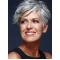 Short Remy Human Hair Capless Straight Grey Wigs 8 Inch