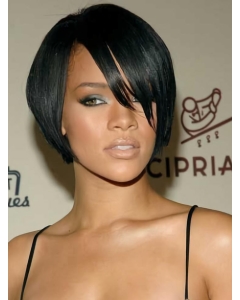 Rihanna Sleek Short Lace Front Human Hair Wig with Bangs Rihanna Sleek Short Lace Front Human Hair Wig with Bangs