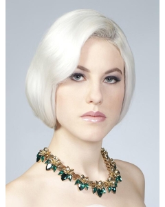 Young Fashion Silver Smooth Chin Length Human Wigs Young Fashion Silver Smooth Chin Length Human Wigs