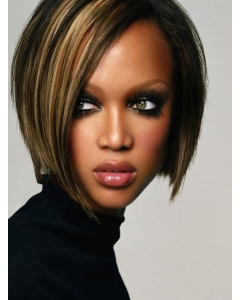 Tyra Banks Sophisticated and Asymmetrical Short Straight Lace Front Human Hair Bob Wig Tyra Banks Sophisticated and Asymmetrical Short Straight Lace Front Human Hair Bob Wig