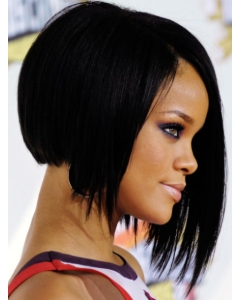 Rihanna Naruto-style 100% Human Remy Hair Short Layered Straight Lace Front Wig Rihanna Naruto-style 100% Human Remy Hair Short Layered Straight Lace Front Wig