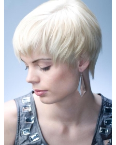 Young Fashion White Very Short Straight Girl Capless Synthetic Women Wigs Young Fashion White Very Short Straight Girl Capless Synthetic Women Wigs