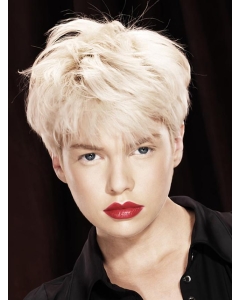 Young Fashion Platinum Blonde Short Capless Mono Straight Wigs Young Fashion Platinum Blonde Short Capless Mono Straight Wigs
