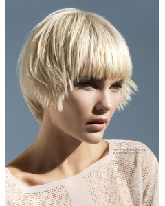 Young Fashion Platinum Blonde Short Hairstyle Classic Mono Synthetic Wigs Young Fashion Platinum Blonde Short Hairstyle Classic Mono Synthetic Wigs