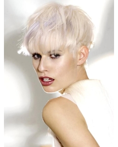 Young Fashion Platinum Blonde Straight With Bangs Short Length Synthetic Women Wigs Young Fashion Platinum Blonde Straight With Bangs Short Length Synthetic Women Wigs