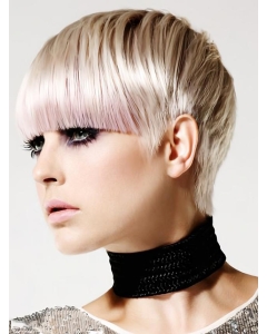 Young Fashion Dip Silver Straight Short Capless Human Hair Women Wigs Young Fashion Dip Silver Straight Short Capless Human Hair Women Wigs