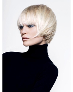 Young Fashion Platinum Blonde Short Bobs Straight Mono Human Hair Women Wigs Young Fashion Platinum Blonde Short Bobs Straight Mono Human Hair Women Wigs