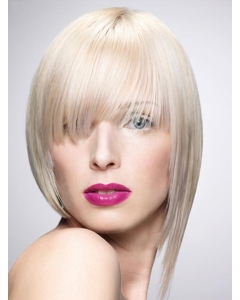 Young Fashion Platinum Blonde Favorite With Bangs White Mono Part Human Wigs Young Fashion Platinum Blonde Favorite With Bangs White Mono Part Human Wigs
