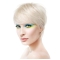 Young Fashion Platinum Blonde Short Straight Lace Front Human Hair Women Wigs