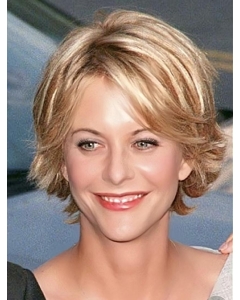 Straight Short Platinum Blonde Lace Front Synthetic Meg Ryan Women Wigs Straight Short Platinum Blonde Lace Front Synthetic Meg Ryan Women Wigs