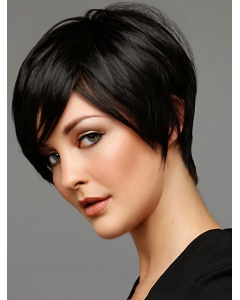 Tempting Black Straight Short Capless Human Hair Women Wigs For Cancer Tempting Black Straight Short Capless Human Hair Women Wigs For Cancer