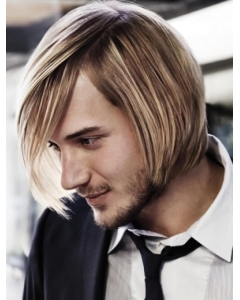 Mature Blonde Straight Short Hand-Tied Synthetic Men Wigs Mature Blonde Straight Short Hand-Tied Synthetic Men Wigs