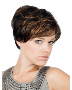 Monofilament Fashionable With Bangs Straight Short Wigs Monofilament Fashionable With Bangs Straight Short Wigs