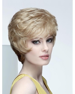 Wavy Short Blonde Synthetic Boycuts Mono Women Wig Wavy Short Blonde Synthetic Boycuts Mono Women Wig