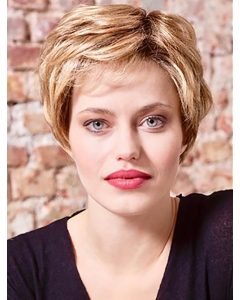 8" Wavy Short Blonde Han-tied Classic Synthetic Women Wig 8" Wavy Short Blonde Han-tied Classic Synthetic Women Wig