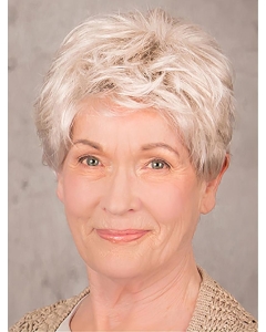 Short 8" 100% Hand-tied Grey Synthetic Layered Elderly Women Wig  Short 8" 100% Hand-tied Grey Synthetic Layered Elderly Women Wig