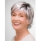Short 8" 100% Hand-tied Grey Synthetic Layered Elderly Women Wigs