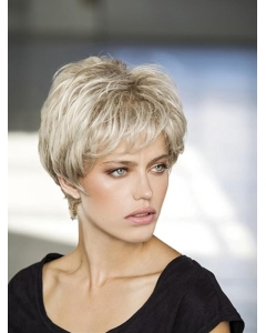 Layered Synthetic Platinum Blonde Wavy 8" Monofilament Wigs For Women Layered Synthetic Platinum Blonde Wavy 8" Monofilament Wigs For Women