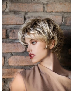 Wavy Blonde 8" Boycuts Monofilament Short Synthetic Women Wig Wavy Blonde 8" Boycuts Monofilament Short Synthetic Women Wig