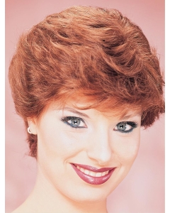 Wavy  Red Short Monofilament Classic Human Hair Ladies Wig Wavy  Red Short Monofilament Classic Human Hair Ladies Wig