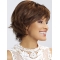 8" Wavy Brown  Short With Bangs Monofilament Synthetic Women Wigs