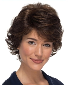 100% Hand-tied Brown Wavy Short Classic 8" Synthetic Wigs For Women With Cancer 100% Hand-tied Brown Wavy Short Classic 8" Synthetic Wigs For Women With Cancer