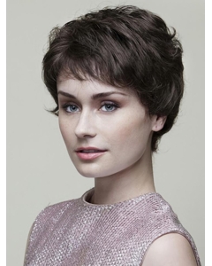 6" Wavy Brown Short Lace Front Synthetic Women Wigs 6" Wavy Brown Short Lace Front Synthetic Women Wigs