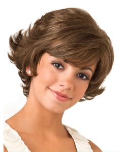 Wavy Short 8" Brown Lace Front Synthetic Bob Wigs For Women Wavy Short 8" Brown Lace Front Synthetic Bob Wigs For Women