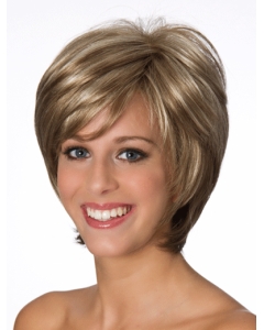 Real Blonde Layered Wavy Short 8" Lace Front Human Hair Women Wigs Real Blonde Layered Wavy Short 8" Lace Front Human Hair Women Wigs