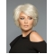 Wavy White Layered Short Monofilament Human Hair Women Wigs
