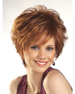 Designed Auburn Wavy Short Capless Petite Synthetic Women Wigs Designed Auburn Wavy Short Capless Petite Synthetic Women Wigs