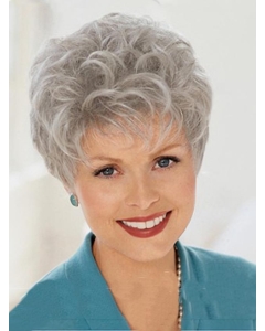 Elegent Beautiful Wavy Short Capless Synthetic Grey Lady  Wigs Elegent Beautiful Wavy Short Capless Synthetic Grey Lady  Wigs