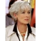 Short 8 Inch Wavy Capless Human Hair Grey Wigs for Lady 