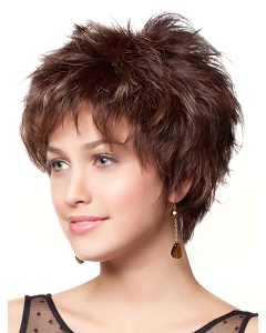 Online Layered Wavy Short Monofilament Synthetic Women Wigs  Online Layered Wavy Short Monofilament Synthetic Women Wigs