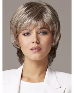 Short Wavy Lace Front Human Hair Grey Lady Wigs  Short Wavy Lace Front Human Hair Grey Lady Wigs