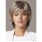  Short Wavy Lace Front Human Hair Grey Lady Wigs