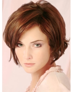 Popular Auburn Wavy Short Layered Lace Front Human Hair Women Wigs Popular Auburn Wavy Short Layered Lace Front Human Hair Women Wigs