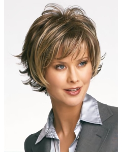 Brown Wavy Short High Quality Layered Capless Synthetic Women Wigs Brown Wavy Short High Quality Layered Capless Synthetic Women Wigs
