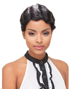 Black Wavy Short Lace Brazilian Remy Human Hair Glamorous  Women Wigs Black Wavy Short Lace Brazilian Remy Human Hair Glamorous  Women Wigs