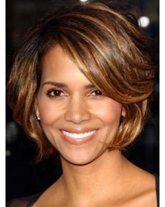 Fun and Feminine Short Layered Wavy Lace Human Hair Women Halle Berry wig  Fun and Feminine Short Layered Wavy Lace Human Hair Women Halle Berry wig
