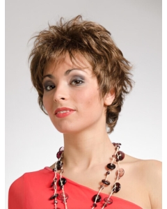 Popular Wavy Short Brown Layered Capless High Quality Synthetic Women Wigs Popular Wavy Short Brown Layered Capless High Quality Synthetic Women Wigs
