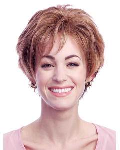 Popular Auburn Wavy Short Glueless Lace Front Synthetic Women Wigs Popular Auburn Wavy Short Glueless Lace Front Synthetic Women Wigs