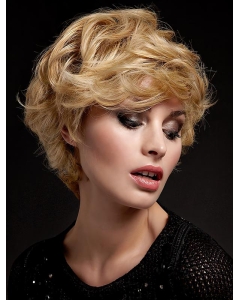 Wonderful Blonde Short Wavy With Bangs New Design Lace Front Synthetic Women Wigs Wonderful Blonde Short Wavy With Bangs New Design Lace Front Synthetic Women Wigs