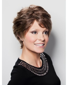 Elegant Brown Wavy Short Monofilament Synthetic Celebrity Women Wigs Elegant Brown Wavy Short Monofilament Synthetic Celebrity Women Wigs