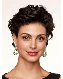Wavy 6" Short Black Lace Front Human Hair Morena Baccarin Women Wigs Wavy 6" Short Black Lace Front Human Hair Morena Baccarin Women Wigs