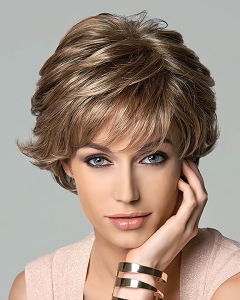 Brown Ideal Layered Wavy Short Capless Synthetic Women Wigs Brown Ideal Layered Wavy Short Capless Synthetic Women Wigs